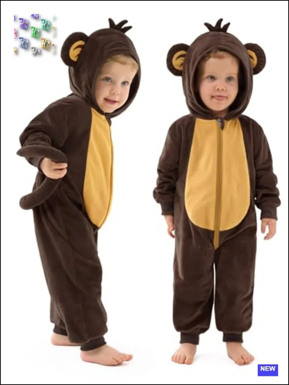 Halloween Baby Monkey Costume Hooded Jumpsuit Toddler Cosplay